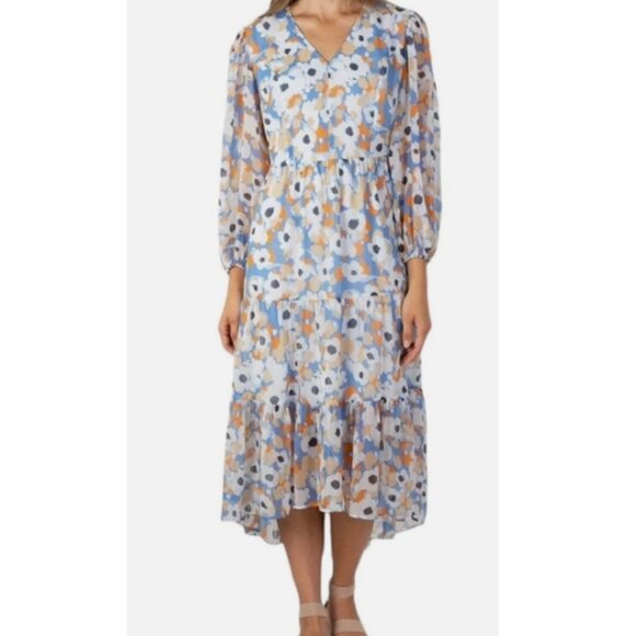 Joie Limited Edition Ladies Tiered Floral Boho Hi-Lo Chiffon Maxi Dress Large - Picture 1 of 9